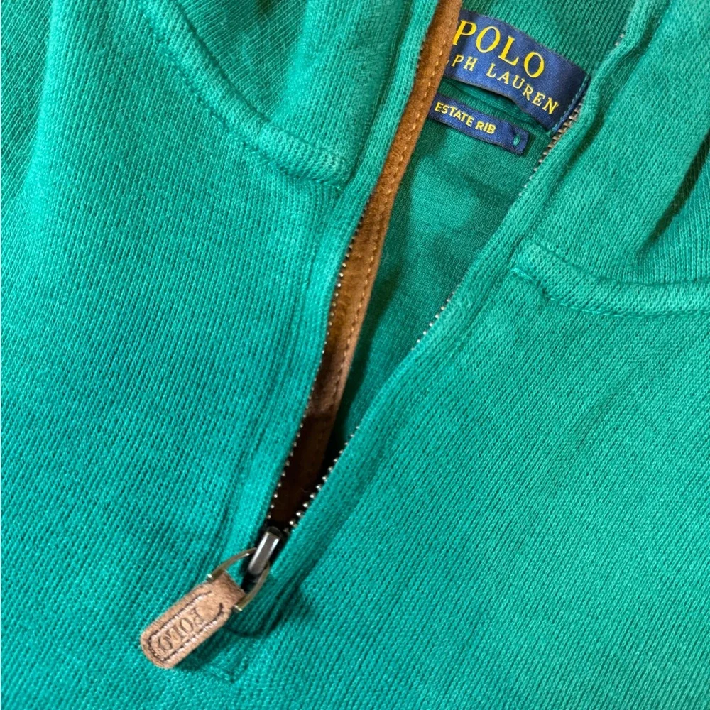 Men’s Polo by Ralph Lauren Green Quarter-Zip Sweater - Picture 4 of 10
